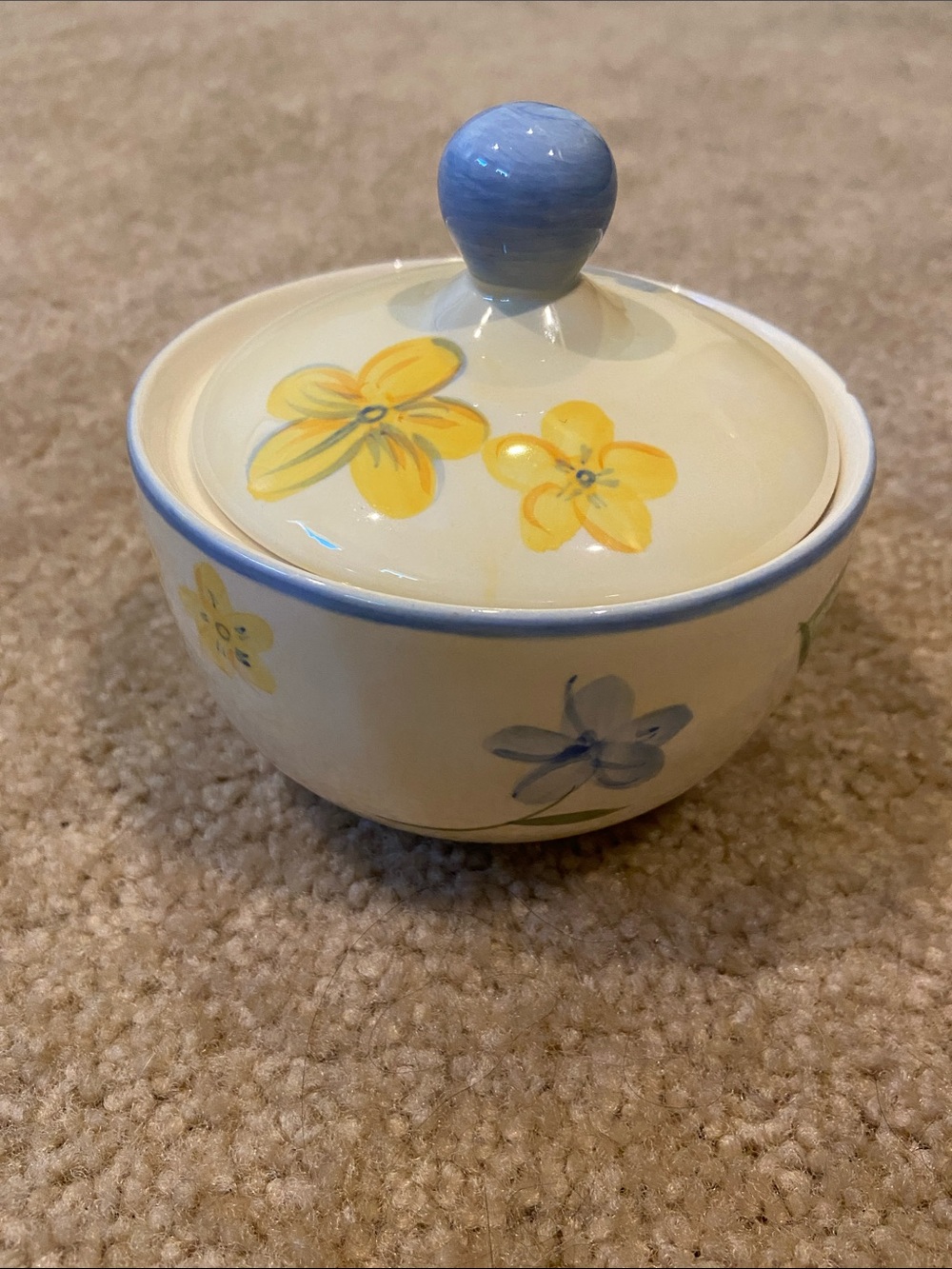 Vintage 2001 April Cornell Cottage Core Ceramic Sugar Bowl Dish & Lid Y2K Chip